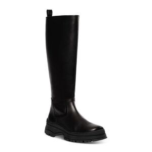 STAUD Womens Black Pull Tab Comfort Bow Round Toe Wedge Leather Boots Shoes 36